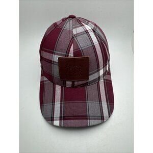 Love Your Melon Womens Baseball Cap Burgundy Grey Plaid Hat Adjustable GR63